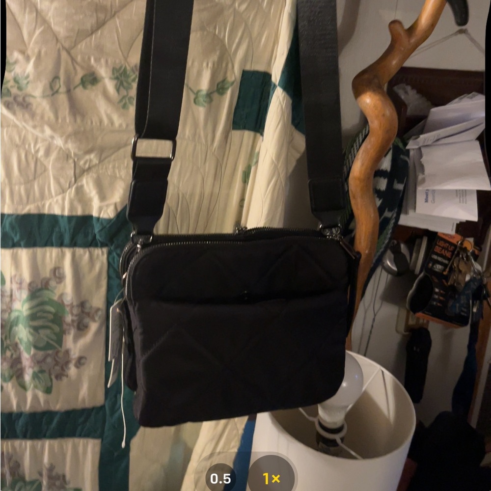 Quilted Black Crossbody Bag - Casual Shoulder Sling - Picture 8 of 8